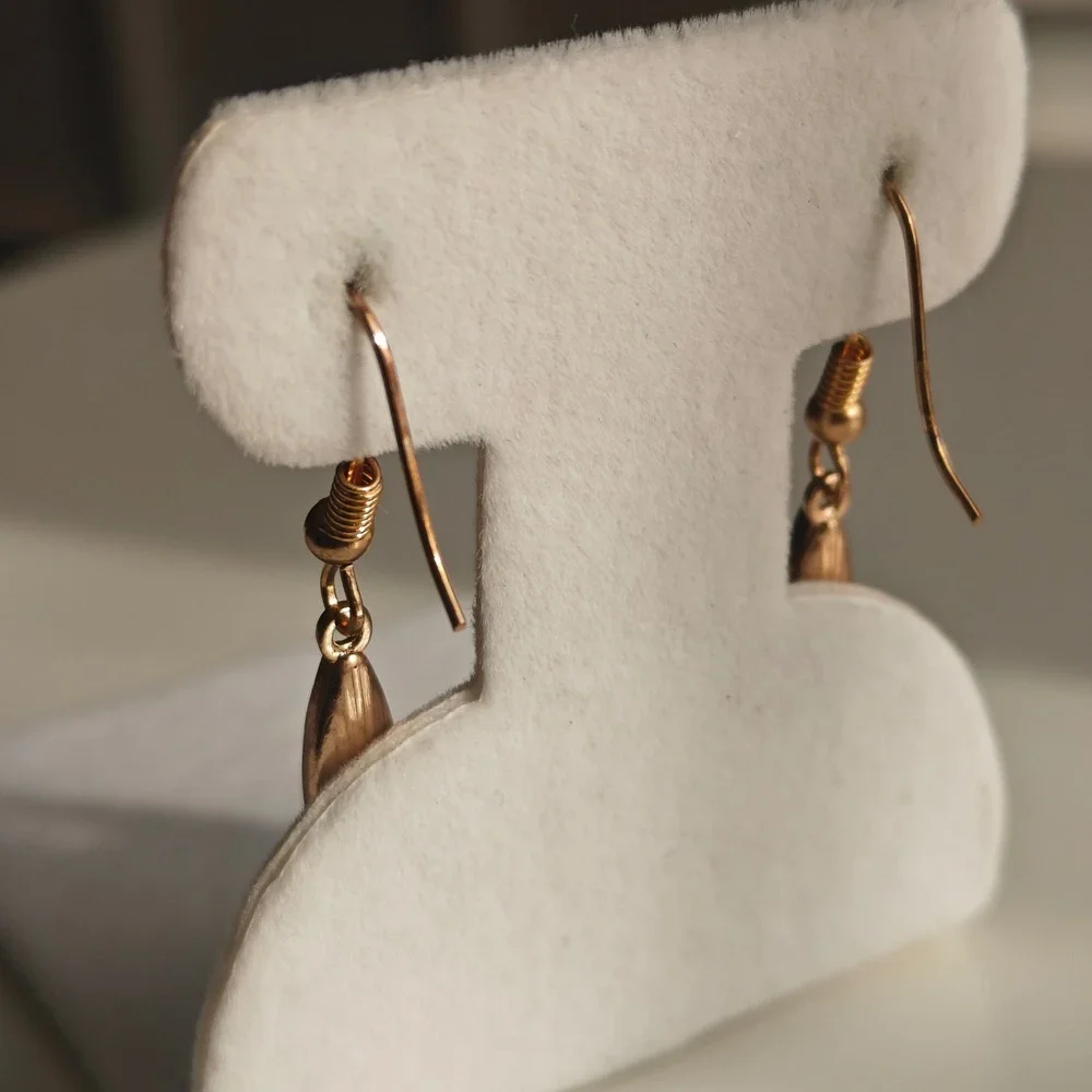 Gold Tone Smoky Gray Crystal Marquise Drop Earrings Fishhook Dangle Faceted